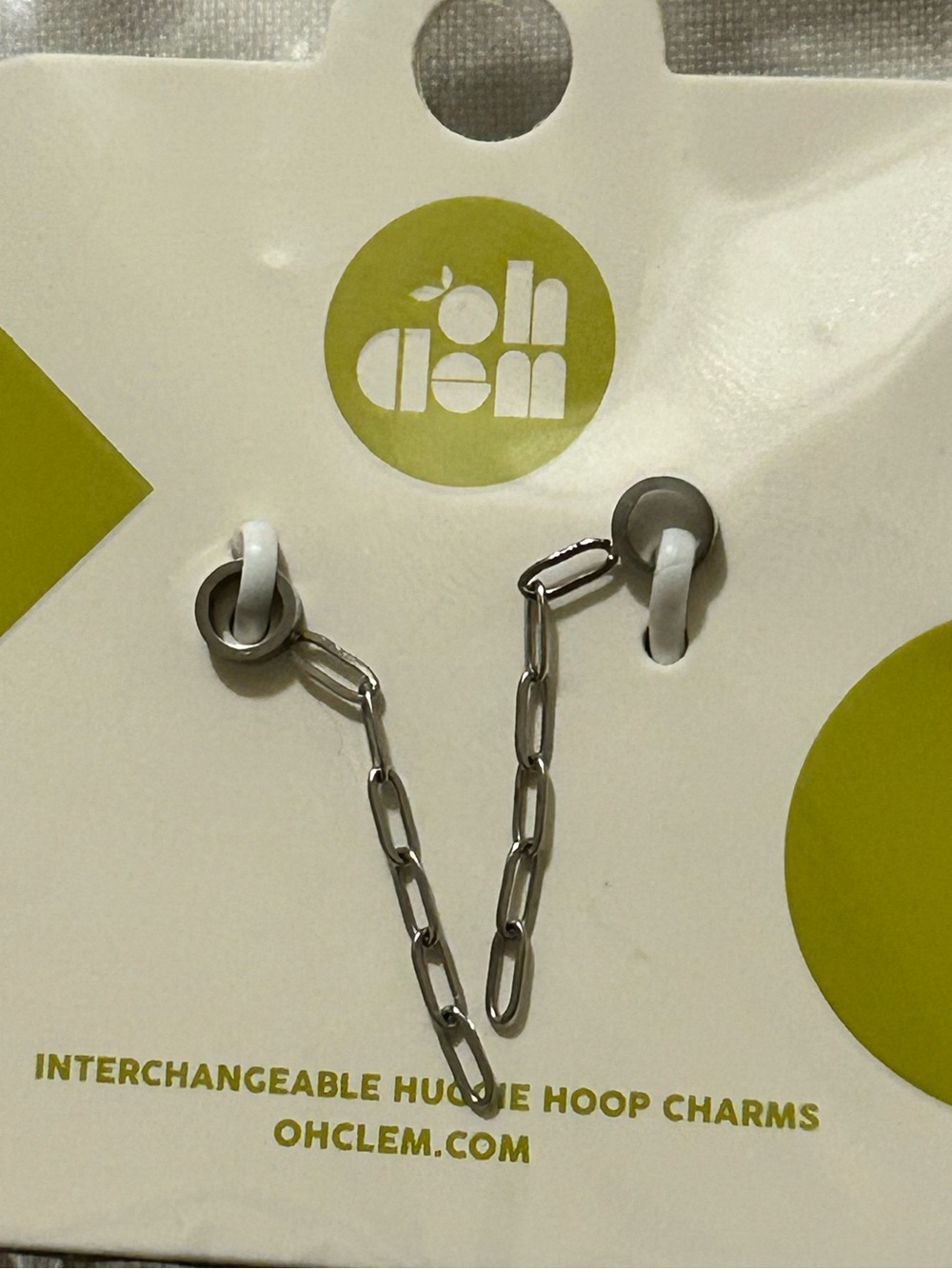 Oh Clem Silver Interchangeable Huggie Hoop Chain Charms